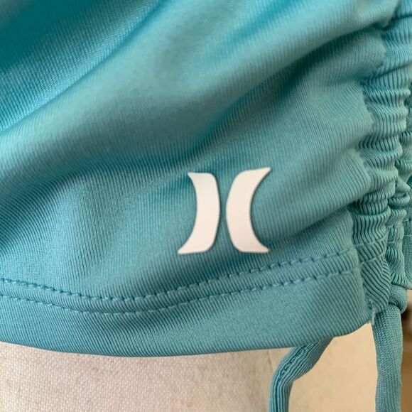 Hurley Women’s Teal Swimwear Top Side Drawstring, Removable Pads Size M - Picture 4 of 9